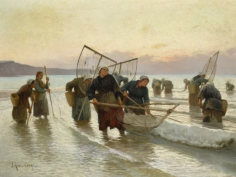 1851-Aleksey Danilovich Kivshenko - Pesca dei gamberi in Normandia